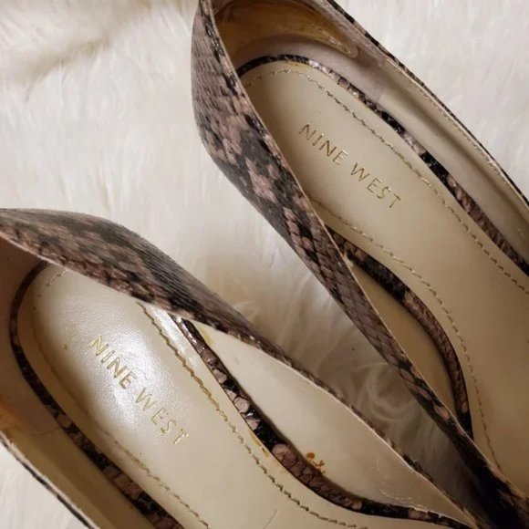 Nine West Tan & Black Hope Float Snake Print Platform Heels SZ 7.5M - Picture 4 of 10